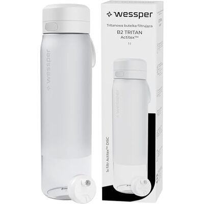 Wessper Wasserfilter Flasche Tritan 1l mit Actitex Disc Filter Weiß Wessper Wasserfilter Flasche Tritan 1l mit Actitex Disc Filter Weiß
