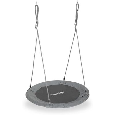 Relaxdays Nestschaukel, Outdoor Schaukel für Kinder & Erwachsene, Ø 110 cm, bis 100 kg, rund, Tellerschaukel, grau Relaxdays Nestschaukel, Outdoor Schaukel für Kinder & Erwachsene, Ø 110 cm, bis 100 kg, rund, Tellerschaukel, grau