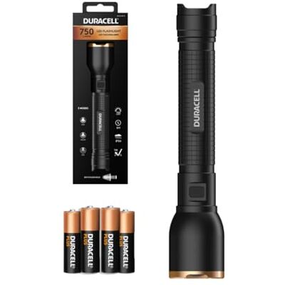 Duracell LED Taschenlampe DF750 Core – 750 Lumen, fokussierbar, 120m Leuchtweite, 4xAAA Batterien inkl., verschiedene Lichtmodi, spritzwassergeschützt, robustes Gehäuse, sofort einsatzbereit Duracell LED Taschenlampe DF750 Core – 750 Lumen, fokussierbar, 120m Leuchtweite, 4xAAA Batterien inkl., verschiedene Lichtmodi, spritzwassergeschützt, robustes Gehäuse, sofort einsatzbereit
