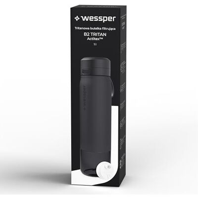 Wessper Wasserfilter Flasche Tritan 1l mit Actitex Disc Filter Schwarz Wessper Wasserfilter Flasche Tritan 1l mit Actitex Disc Filter Schwarz