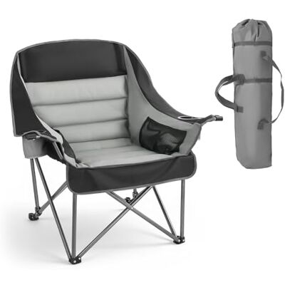 VEVOR Campingstuhl (Übergroß) Faltstuhl 204 kg Belastbar, Anglerstuhl mit Zwei Getränke- und Weinglashaltern, Klappstuhl für Outdoor-Aktivitäten Angeln Grillen, Schwarz & Grau, 1 STK. VEVOR Campingstuhl (Übergroß) Faltstuhl 204 kg Belastbar, Anglerstuhl mit Zwei Getränke- und Weinglashaltern, Klappstuhl für Outdoor-Aktivitäten Angeln Grillen, Schwarz & Grau, 1 STK.