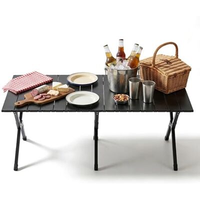 Relaxdays Campingtisch, klappbar, HxBxT:44x120x60 cm, Stahl & Kunststoff, Tragetasche, wetterfest, Gartentisch, schwarz Relaxdays Campingtisch, klappbar, HxBxT:44x120x60 cm, Stahl & Kunststoff, Tragetasche, wetterfest, Gartentisch, schwarz
