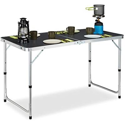 Relaxdays Campingtisch klappbar, Aluminium, MDF, 120 x 60 cm, Silber/grau Relaxdays Campingtisch klappbar, Aluminium, MDF, 120 x 60 cm, Silber/grau