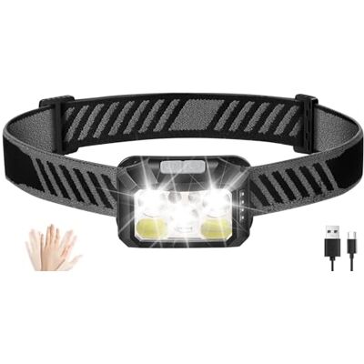 Diboniur Kopflampe Stirnlampe Dimmbar mit 10 Lichtmodi, Stirnlampe LED Wiederaufladbar, Sensor & Rotlicht, IPX5 Wasserdichte Leichtgewichtige Mini Headlamp für Joggen, Campen Diboniur Kopflampe Stirnlampe Dimmbar mit 10 Lichtmodi, Stirnlampe LED Wiederaufladbar, Sensor & Rotlicht, IPX5 Wasserdichte Leichtgewichtige Mini Headlamp für Joggen, Campen