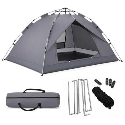 Relaxdays Campingzelt, 3-4 Personen, schneller Aufbau, UV Schutz, grau Relaxdays Campingzelt, 3-4 Personen, schneller Aufbau, UV Schutz, grau