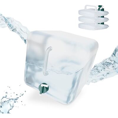 Relaxdays Faltkanister 4er Set, 20 Liter, faltbare Wasserkanister mit Hahn, BPA-frei, Plastikkanister, transparent/grün Relaxdays Faltkanister 4er Set, 20 Liter, faltbare Wasserkanister mit Hahn, BPA-frei, Plastikkanister, transparent/grün