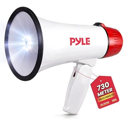 Pyle Signalhorn, Megaphon – Megaphone with Siren – Megafon mit Sirene, Mikrofon & Taschenlampe, Handsirene als Polizei Sirene, Fussball Tröte zum Anfeuern, Faltbare Megafon Kinder & Erwachsene Pyle Signalhorn, Megaphon – Megaphone with Siren – Megafon mit Sirene, Mikrofon & Taschenlampe, Handsirene als Polizei Sirene, Fussball Tröte zum Anfeuern, Faltbare Megafon Kinder & Erwachsene