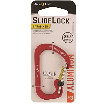Nite Ize SlideLock Karabiner Aluminium Gr. 3, rot Nite Ize SlideLock Karabiner Aluminium Gr. 3, rot