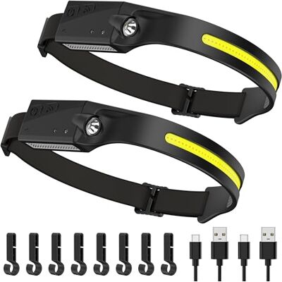 Ambienden Stirnlampe LED Wiederaufladbar, 2 Pcs Superhelle Kopflampe Stirnlampe Mit 4 Lichtmodi, 350 Lumen, USB-C, Sensor-Modus, Ideal Für Laufen, Angeln, Nachtreparatur Und Outdoor-Aktivitäten Ambienden Stirnlampe LED Wiederaufladbar, 2 Pcs Superhelle Kopflampe Stirnlampe Mit 4 Lichtmodi, 350 Lumen, USB-C, Sensor-Modus, Ideal Für Laufen, Angeln, Nachtreparatur Und Outdoor-Aktivitäten