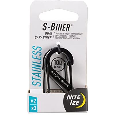 Nite Ize SB2-A1-3R3 S-Biner 2, Dual Gated Karabiner für Schlüssel und Ausrüstung, 3 Stück, schwarz/Edelstahl Doppelkarabiner Nite Ize SB2-A1-3R3 S-Biner 2, Dual Gated Karabiner für Schlüssel und Ausrüstung, 3 Stück, schwarz/Edelstahl Doppelkarabiner