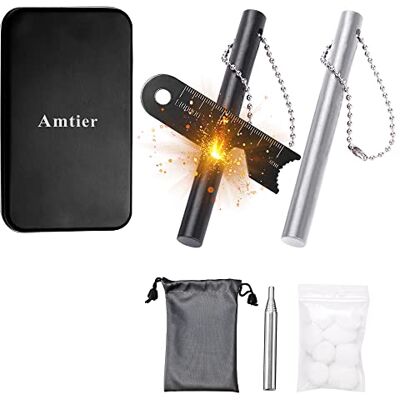 Amtier Feuerstahl Feuerstein Survival, Magnesium Ferrocium Rod Firesteel mit Scale Scraper & Brennen Baumwolle, Outdoor Emergency Survival Tool für Reisen Amtier Feuerstahl Feuerstein Survival, Magnesium Ferrocium Rod Firesteel mit Scale Scraper & Brennen Baumwolle, Outdoor Emergency Survival Tool für Reisen
