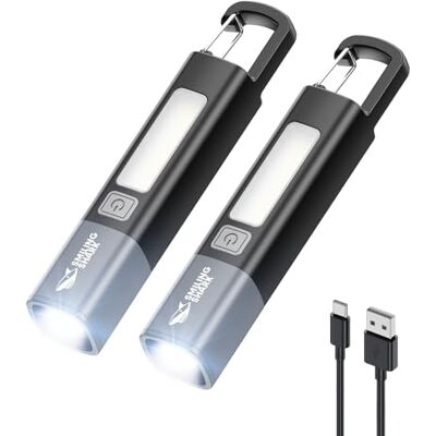 Smiling Shark Taschenlampe, G1 2 Stück Extrem Hell LED Taschenlampe Aufladbar mit Seitenlicht & 3 Modi & Zoombar Wasserdicht 2-In-1 Mini Taschenlampen Mit Haken Für Wander/Notfälle/Camping, Schwarz Smiling Shark Taschenlampe, G1 2 Stück Extrem Hell LED Taschenlampe Aufladbar mit Seitenlicht & 3 Modi & Zoombar Wasserdicht 2-In-1 Mini Taschenlampen Mit Haken Für Wander/Notfälle/Camping, Schwarz