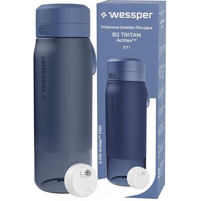 Wessper Wasserfilter Flasche Tritan 700ml mit Actitex Disc Filter Blau Wessper Wasserfilter Flasche Tritan 700ml mit Actitex Disc Filter Blau