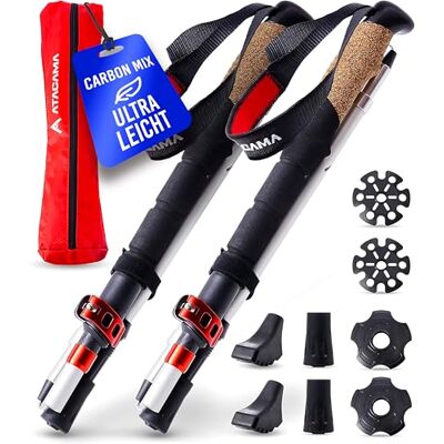 Atacama Nordic Walking Stöcke Damen und Herren Wanderstöcke Faltbar aus Carbon und Aluminium verstellbar Gummipuffer Trekkingstöcke Wanderstöcke leicht faltbar Wanderstock Atacama Nordic Walking Stöcke Damen und Herren Wanderstöcke Faltbar aus Carbon und Aluminium verstellbar Gummipuffer Trekkingstöcke Wanderstöcke leicht faltbar Wanderstock