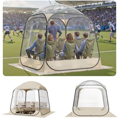 VEVOR Transparentes Zelt, 183x183x195 cm, Pop-up-Zelt für 5–6 Personen, Sportzelt mit Bodenmatte & oberer Abdeckung, Outdoor-Bubble-Zelt, Campingunterstand für Veranstaltungen, Angeln, Jubeln VEVOR Transparentes Zelt, 183x183x195 cm, Pop-up-Zelt für 5–6 Personen, Sportzelt mit Bodenmatte & oberer Abdeckung, Outdoor-Bubble-Zelt, Campingunterstand für Veranstaltungen, Angeln, Jubeln