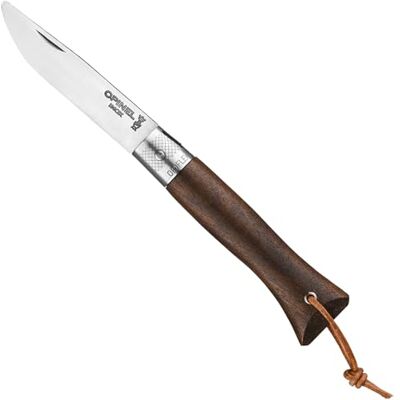 OPINEL Neo6 Opiflex Taschenmesser mit martensitischem Edelstahl, Griff aus schwarzem Nussbaum, Lederband, OPIFLEX-Mechanismus ohne Verriegelung, Klingenlänge: 7cm, 10000968, Braun OPINEL Neo6 Opiflex Taschenmesser mit martensitischem Edelstahl, Griff aus schwarzem Nussbaum, Lederband, OPIFLEX-Mechanismus ohne Verriegelung, Klingenlänge: 7cm, 10000968, Braun