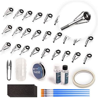 OJYDOIIIY OJY & DOIIIY Angelrutenspitzen-Reparatur-Set mit Kleber, komplettes Zubehör für Angelrutenspitze, Ersatz mit Epoxidrute, Ösen Oben und Wickelfaden OJYDOIIIY OJY & DOIIIY Angelrutenspitzen-Reparatur-Set mit Kleber, komplettes Zubehör für Angelrutenspitze, Ersatz mit Epoxidrute, Ösen Oben und Wickelfaden