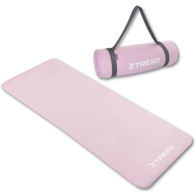 TREXO X NBR Übungsmatte in Hellrosa 183 x 61 cm Material von außergewöhnlicher Haltbarkeit und Flexibilität 15 mm Dicke mit rutschfester Textur Komplett mit Trageriemen Ideal für das Fitnesstraining TREXO X NBR Übungsmatte in Hellrosa 183 x 61 cm Material von außergewöhnlicher Haltbarkeit und Flexibilität 15 mm Dicke mit rutschfester Textur Komplett mit Trageriemen Ideal für das Fitnesstraining