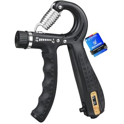 GRIFEMA Handtrainer, Unterarmtrainer mit Integrierter Zählfunktion, Einstellbarer Widerstand 5-60kg, Grip Griffkraft Trainer, Unterarm Trainingsgerät, Rutschfester Griff, Schwarz GRIFEMA Handtrainer, Unterarmtrainer mit Integrierter Zählfunktion, Einstellbarer Widerstand 5-60kg, Grip Griffkraft Trainer, Unterarm Trainingsgerät, Rutschfester Griff, Schwarz