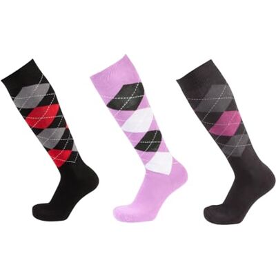 PFIFF Reitstrumpf kariert I Anthrazit-Grau-Pink,Schwarz-Grau-Rot,Lila-Schwarz-Flieder 37-39 PFIFF Reitstrumpf kariert I Anthrazit-Grau-Pink,Schwarz-Grau-Rot,Lila-Schwarz-Flieder 37-39