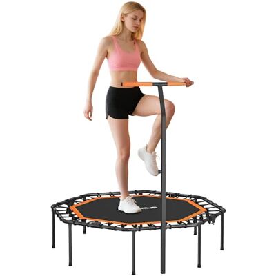 SPORTNOW Fitness Trampolin klappbar Ø128 cm Mini Trampoline mit 5-Stufig Höhenverstellbarem Haltegriff, leise Gummiseil, Trampolin für Erwachsene, Trampoline für Indoor Outdoor Jumping SPORTNOW Fitness Trampolin klappbar Ø128 cm Mini Trampoline mit 5-Stufig Höhenverstellbarem Haltegriff, leise Gummiseil, Trampolin für Erwachsene, Trampoline für Indoor Outdoor Jumping