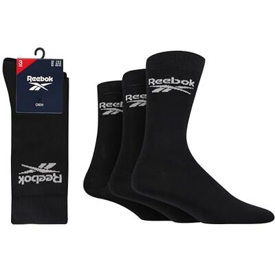 Reebok Hohe Socken Unisex Core Crew – Bequem, mit Fußgewölbeunterstützung, atmungsaktive Baumwolle, für Laufen, Sport, Alltag, Yoga, Fitness, waschbar, 3 Paar, Größe 40-42, Schwarz Reebok Hohe Socken Unisex Core Crew – Bequem, mit Fußgewölbeunterstützung, atmungsaktive Baumwolle, für Laufen, Sport, Alltag, Yoga, Fitness, waschbar, 3 Paar, Größe 40-42, Schwarz