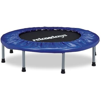 Relaxdays Indoor Trampolin, Ø 95 cm, faltbares Minitrampolin bis 100 kg, Sport & Gymnastik, Fitnesstrampolin, blau Relaxdays Indoor Trampolin, Ø 95 cm, faltbares Minitrampolin bis 100 kg, Sport & Gymnastik, Fitnesstrampolin, blau