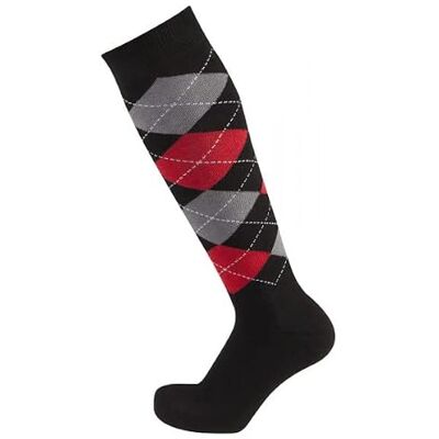 PFIFF 100322 Unisex-Reitstrumpf, kariert Socke- Gr. 40, schwarz-Grau-Rot PFIFF 100322 Unisex-Reitstrumpf, kariert Socke- Gr. 40, schwarz-Grau-Rot
