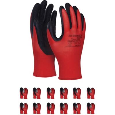 DONAU SAFETY Arbeitshandschuhe mit Latexbeschichtung/Herren Damen/Größe 09, 12 Paar/Rot-Schwarz/Montagehandschuhe Handschuhe/für Montagearbei Mechaniker Service Transport und Bauarbeiten DONAU SAFETY Arbeitshandschuhe mit Latexbeschichtung/Herren Damen/Größe 09, 12 Paar/Rot-Schwarz/Montagehandschuhe Handschuhe/für Montagearbei Mechaniker Service Transport und Bauarbeiten
