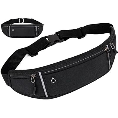 Vecibel Laufgürtel für Handy wasserdichte und Verstellbare Lauftasche mit Reißverschluss, Hüfttasche für Radfahren, Joggen, Fitness, Reisen und Outdoor-Aktivitäten, Schwarz Vecibel Laufgürtel für Handy wasserdichte und Verstellbare Lauftasche mit Reißverschluss, Hüfttasche für Radfahren, Joggen, Fitness, Reisen und Outdoor-Aktivitäten, Schwarz