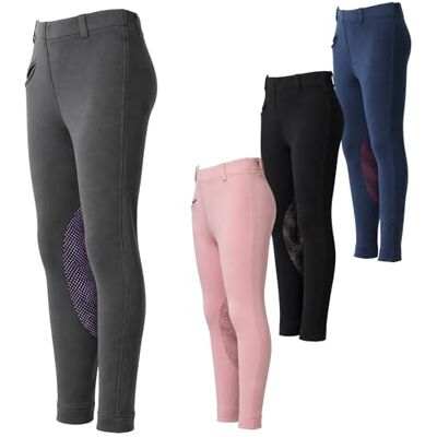 PFIFF 103133 Reitleggings Emilia für Kinder 3/4 Vollbesatz Silikon, Kinderreitleggings mit Gürtelschlaufen, Grau/Lila, 104 PFIFF 103133 Reitleggings Emilia für Kinder 3/4 Vollbesatz Silikon, Kinderreitleggings mit Gürtelschlaufen, Grau/Lila, 104
