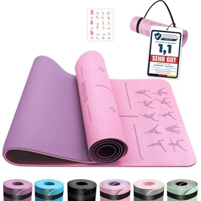 OUTDOUSE Yoga Matte, TPE 6mm Dicke Hautfreundliche Yogamatte Rutschfest Gymnastikmatte Pilates Gymnastik Meditation Stretching mit Trageriemen Home Workout Sportmatte 183x61cm OUTDOUSE Yoga Matte, TPE 6mm Dicke Hautfreundliche Yogamatte Rutschfest Gymnastikmatte Pilates Gymnastik Meditation Stretching mit Trageriemen Home Workout Sportmatte 183x61cm