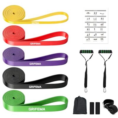 GRIFEMA GA5007 Fitnessbänder 5 Stufen – Resistance Bands mit Griffen Widerstandsbänder mit Türanker, Gymnastikband, Übungsanleitung, Tragebeutel, Fitnessgeräte für Zuhause, Muskelaufbau GRIFEMA GA5007 Fitnessbänder 5 Stufen – Resistance Bands mit Griffen Widerstandsbänder mit Türanker, Gymnastikband, Übungsanleitung, Tragebeutel, Fitnessgeräte für Zuhause, Muskelaufbau