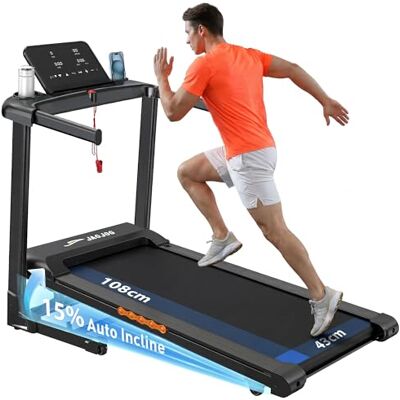 JAGJOG Laufband für Zuhause Klappbar, 15% Automatische Steigung, 3PS Motor, Leise & Kompakt, Laufband mit Steigung bis 1-14km/h, 12 Programme, LED Anzeige, Elektrisches Fitness Laufband, Schwarz JAGJOG Laufband für Zuhause Klappbar, 15% Automatische Steigung, 3PS Motor, Leise & Kompakt, Laufband mit Steigung bis 1-14km/h, 12 Programme, LED Anzeige, Elektrisches Fitness Laufband, Schwarz