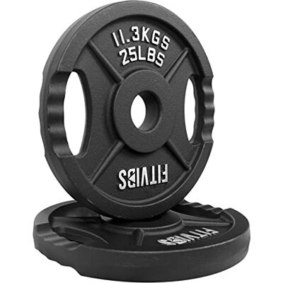 Signature Fitness Olympic Hantelscheibe aus Gusseisen, 5,1 cm, für Krafttraining und Gewichtheben, Zwei-Loch-Stil, 11,3 kg, Paar Signature Fitness Olympic Hantelscheibe aus Gusseisen, 5,1 cm, für Krafttraining und Gewichtheben, Zwei-Loch-Stil, 11,3 kg, Paar