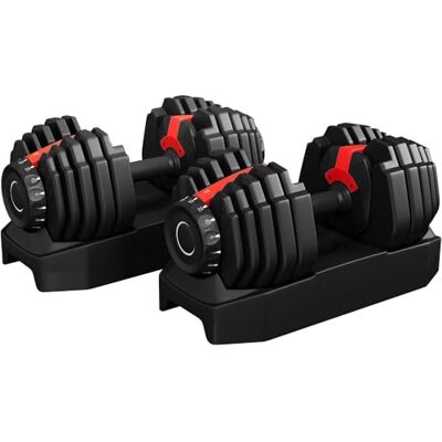 Yaheetech 2er Verstellbare Hantel, 15 Stufen aus Stahl, 2,5 – 24 kg, sofortige Anpassung, Doppelverriegelungssystem, rutschfest, für Fitnessstudio, Zuhause, Büro Yaheetech 2er Verstellbare Hantel, 15 Stufen aus Stahl, 2,5 – 24 kg, sofortige Anpassung, Doppelverriegelungssystem, rutschfest, für Fitnessstudio, Zuhause, Büro