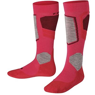 FALKE Unisex Kinder Skisocken SK4 Advanced K Kh Wolle Funktionsmaterial warm dünn 1 Paar, Rot Rose 8680, 27-30 FALKE Unisex Kinder Skisocken SK4 Advanced K Kh Wolle Funktionsmaterial warm dünn 1 Paar, Rot Rose 8680, 27-30
