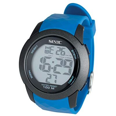 SEAC Unisex Erwachsene Digitaluhr Wasserdicht 100 m, Blau, Standard SEAC Unisex Erwachsene Digitaluhr Wasserdicht 100 m, Blau, Standard