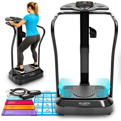 Bluefin Fitness Vibrationsplatte Pro Modell Verbessertes Design mit Leisen Motoren und Eingebauten Lautsprechern, Schwarz Bluefin Fitness Vibrationsplatte Pro Modell Verbessertes Design mit Leisen Motoren und Eingebauten Lautsprechern, Schwarz