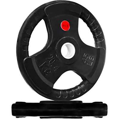 Fitvids Signature Fitness Olympic Hantelscheibe aus Gusseisen, 5,1 cm, für Krafttraining und Gewichtheben, Gummibeschichtung, 20,4 kg, Paar Fitvids Signature Fitness Olympic Hantelscheibe aus Gusseisen, 5,1 cm, für Krafttraining und Gewichtheben, Gummibeschichtung, 20,4 kg, Paar