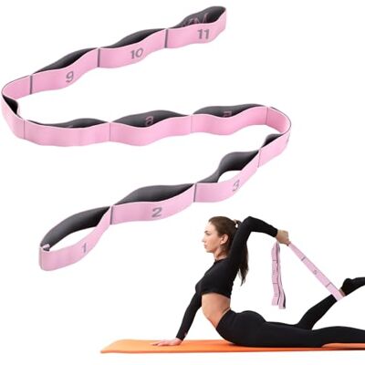 AiQInu Yoga Stretch Gurt, Resistance Bands Mit 11 Schleifen, Hochelastischer Fitnessbänder, Hochelastischer Elastische Widerstandsbänder für Pilates Fitness Stretching Training AiQInu Yoga Stretch Gurt, Resistance Bands Mit 11 Schleifen, Hochelastischer Fitnessbänder, Hochelastischer Elastische Widerstandsbänder für Pilates Fitness Stretching Training