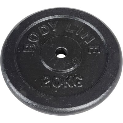 Bodyline 20 kg schwere Scheibe aus Gusseisen für Langhantel-, Kurzhantel- und Gewichtheben — Durchmesser 25 mm — für Fitnessstudio, Fitness, Heimtraining Bodyline 20 kg schwere Scheibe aus Gusseisen für Langhantel-, Kurzhantel- und Gewichtheben — Durchmesser 25 mm — für Fitnessstudio, Fitness, Heimtraining