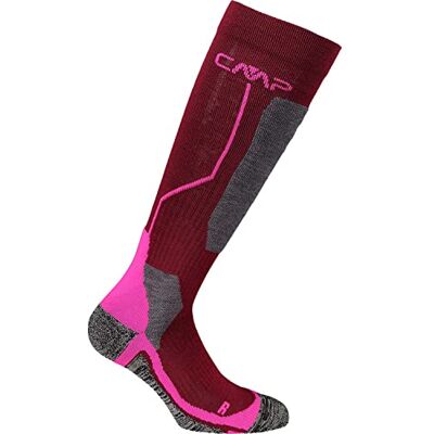 CMP Kinder-Skisocken aus Wolle, Burgunderrot-Pink Fluo, 31/33 CMP Kinder-Skisocken aus Wolle, Burgunderrot-Pink Fluo, 31/33