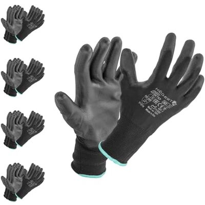 Högert Technik JAGST Handschuhe mit Polyurethanbeschichtung, schwarz, Größe 7, 12 Paar/Packung, abriebfest und flexibel, ideal für präzise Montagearbeiten Högert Technik JAGST Handschuhe mit Polyurethanbeschichtung, schwarz, Größe 7, 12 Paar/Packung, abriebfest und flexibel, ideal für präzise Montagearbeiten