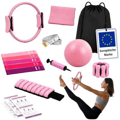 Relaxdays Pilates Set 13-TLG., für Anfänger & Fortgeschrittene, Farbwahl Ring, Ball, 6 Widerstandsbänder, Gewichtsmanschetten, Pumpe, Tasche, Maßband, Pilateszubehör zuhause Relaxdays Pilates Set 13-TLG., für Anfänger & Fortgeschrittene, Farbwahl Ring, Ball, 6 Widerstandsbänder, Gewichtsmanschetten, Pumpe, Tasche, Maßband, Pilateszubehör zuhause
