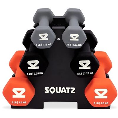 SQUATZ Neopren Hantelset Mit Ständer 14,5 kg Kurzhanteln 3 Paar – Hanteln Set Frauen Für Home Gym Krafttraining Pilates Yoga Mit Rutschfestem Griff SQUATZ Neopren Hantelset Mit Ständer 14,5 kg Kurzhanteln 3 Paar – Hanteln Set Frauen Für Home Gym Krafttraining Pilates Yoga Mit Rutschfestem Griff
