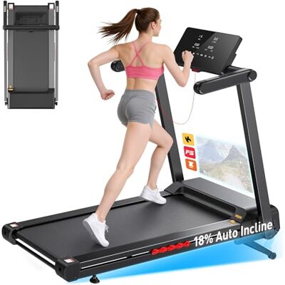 JAGJOG Laufband klappbar für Zuhause mit 18% Automatische Steigung, 4,5 PS Motor, Leise & Kompakt, 18" Zoll Breit LED Anzeige & 12 Programme, Elektrisches Fitness Laufband bis 180kg Schwarz JAGJOG Laufband klappbar für Zuhause mit 18% Automatische Steigung, 4,5 PS Motor, Leise & Kompakt, 18" Zoll Breit LED Anzeige & 12 Programme, Elektrisches Fitness Laufband bis 180kg Schwarz