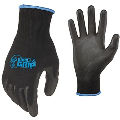 Gorilla Grip GREASE MONKEY Handschuhe, Max Grip, Allzweck-Arbeitshandschuhe, rutschfest, Nylonschale, Größe L, 5 Paar, Schwarz Gorilla Grip GREASE MONKEY Handschuhe, Max Grip, Allzweck-Arbeitshandschuhe, rutschfest, Nylonschale, Größe L, 5 Paar, Schwarz
