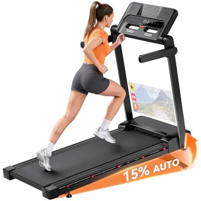 JAGJOG Laufband für Zuhause mit 15% Automatische Steigung, 3 PS Laufband Klappbar mit Bluetooth-Lautsprecher, Smart App, Pulsmessung, 1-14 km/h Walking Pad mit 12 Programme, LED-Anzeige,Schwarz JAGJOG Laufband für Zuhause mit 15% Automatische Steigung, 3 PS Laufband Klappbar mit Bluetooth-Lautsprecher, Smart App, Pulsmessung, 1-14 km/h Walking Pad mit 12 Programme, LED-Anzeige,Schwarz