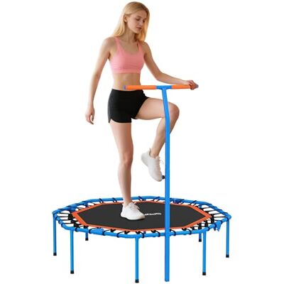 SPORTNOW Fitness Trampolin klappbar Ø128 cm Mini Trampoline mit 5-Stufig Höhenverstellbarem Haltegriff, leise Gummiseil, Trampolin für Erwachsene, Trampoline für Indoor Outdoor Jumping SPORTNOW Fitness Trampolin klappbar Ø128 cm Mini Trampoline mit 5-Stufig Höhenverstellbarem Haltegriff, leise Gummiseil, Trampolin für Erwachsene, Trampoline für Indoor Outdoor Jumping